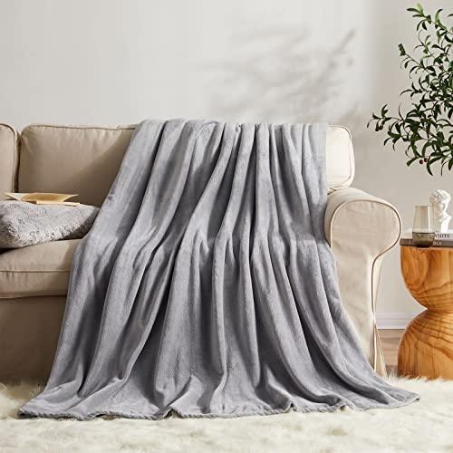 KMUSET Fleece Blanket Throw Size Grey Lightweight Super Soft Cozy Luxury Bed Blanket Microfiber Factory Shop - SHOP NO2CO2