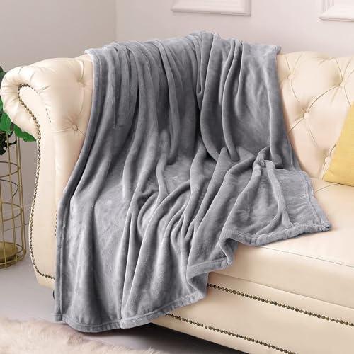 KMUSET Fleece Blanket Throw Size Grey Lightweight Super Soft Cozy Luxury Bed Blanket Microfiber Factory Shop - SHOP NO2CO2