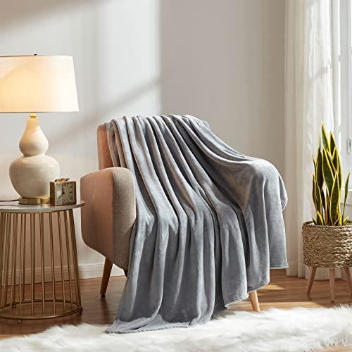 KMUSET Fleece Blanket Throw Size Grey Lightweight Super Soft Cozy Luxury Bed Blanket Microfiber Factory Shop - SHOP NO2CO2