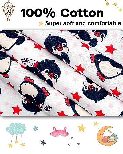 KOBERO Girls Pajamas 4 Pieces Long Set 100% Cotton Sleepwear Size 18 Months-12 Years - SHOP NO2CO2