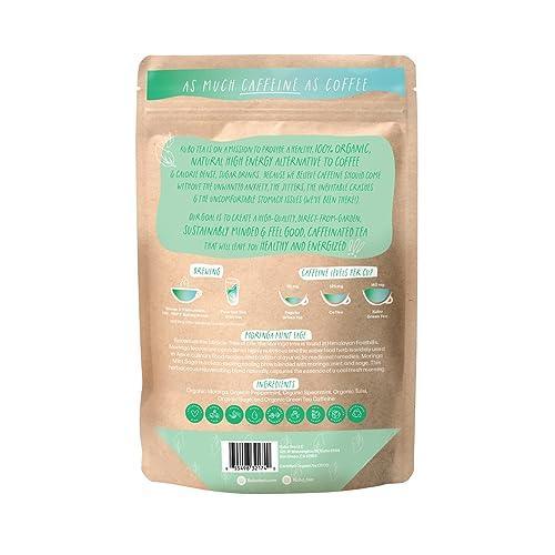 Kubo Tea, Organic High Energy, High Caffeine Blend, 20 Servings (140mg Caffeine each), Pyramid Tea Bags, Compostable & Biodgradable Packaging, Brew Hot or Iced, Healthy Coffee Substitute- Moringa Mint Sage - SHOP NO2CO2