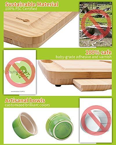 Kunaboo Bamboo Charcuterie Board Set-Green Ramekins-Climate Pledge Friendly Certified Cheese Board with Knife Set (FSC Certified eco-Friendly Bamboo)-Free Travel Canvas Bag-Cheese Boards Gift Set - SHOP NO2CO2