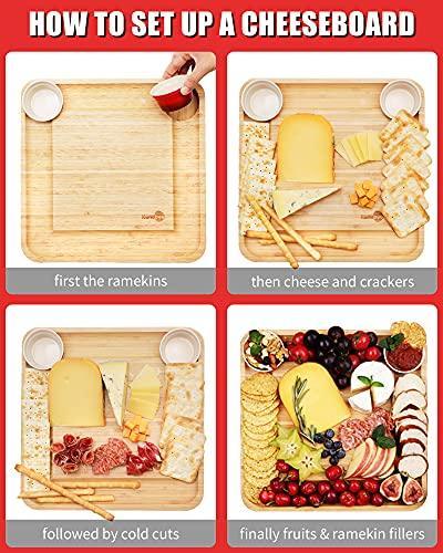 Kunaboo Bamboo Cheese Tray -Sangria Red-Cheese Board with Knife Set -Free Travel Canvas Bag-Cheese Boards Gift Set - SHOP NO2CO2