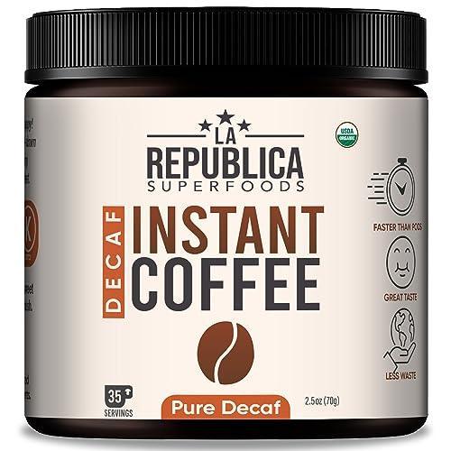 La Republica DECAF Organic Instant Coffee (35 Servings), Rich Medium Roast Coffee with Toasted Caramel Notes, Small Batch 100% Fair Trade Arabica Coffee, USA Made - SHOP NO2CO2