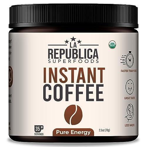 La Republica Organic Instant Coffee (35 Servings), Rich Medium Roast Coffee with Toasted Caramel Notes, Small Batch 100% Fair Trade Arabica Coffee, USA Made - SHOP NO2CO2