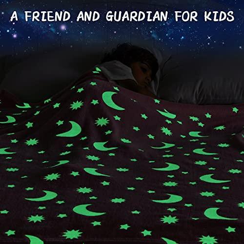 L'AGRATY Glow in The Dark Blanket - Pink 50" x 60" Soft Star Moon Kids Throw Blanket for Girls Personalized Cute Star Moon Fleece Fuzzy Blanket Gifts As Birthday Christmas Easter Thanksgiving Gift - SHOP NO2CO2