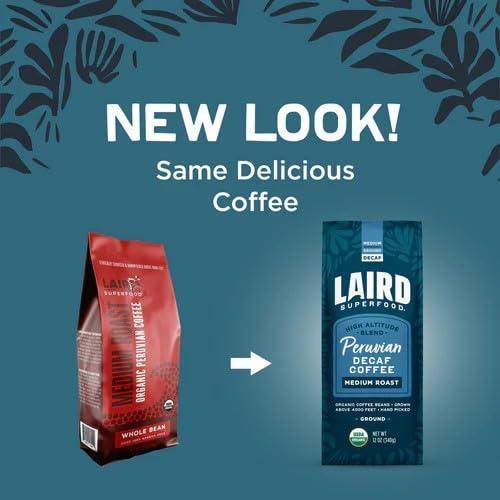 Laird Superfood Peruvian Medium Roast Decaffeinated Ground Coffee, Chemical-Free Decaf Swiss Water Processed Ground Coffee, Gluten-Free, Dairy-Free, Non-GMO, Paleo, Keto Friendly, 12 oz. Bag - SHOP NO2CO2