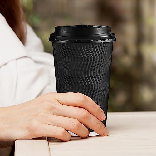 Lamosi 16 oz Coffee Cups-60 Pack Disposable Coffee Cups with Lids and Straws, To Go Paper Coffee cups for Cold/Hot Coffee, Water or Juice, Coffee Cups for Home, Office, Store and Cafe(Black) - SHOP NO2CO2