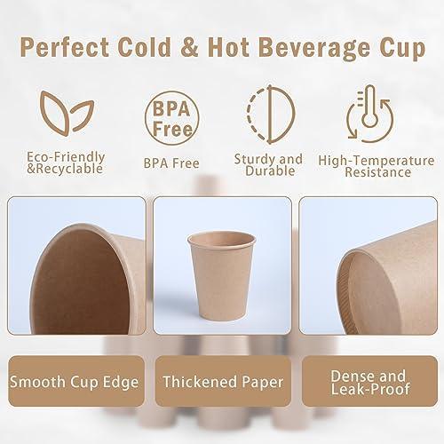 Lamosi 180 Pack 16 OZ Kraft paper Cups, Brown Disposable Paper Coffee Cups, Biodegradable Unbleached Cups for Hot/Cold Beverage Party Home Office - SHOP NO2CO2