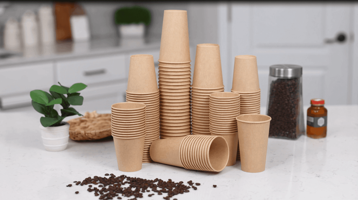 Lamosi 180 Pack 16 OZ Kraft paper Cups, Brown Disposable Paper Coffee Cups, Biodegradable Unbleached Cups for Hot/Cold Beverage Party Home Office - SHOP NO2CO2