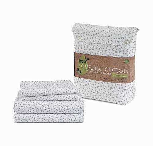 LANE LINEN 100% Organic Cotton White (Grey Dot) Queen-Sheets Set 4-Piece Long Staple Percale Weave Bedding Sheets for Bed Breathable GOTS Certified Fits Mattress Upto 15inch Deep - SHOP NO2CO2