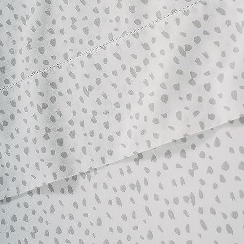 LANE LINEN 100% Organic Cotton White (Grey Dot) Queen-Sheets Set 4-Piece Long Staple Percale Weave Bedding Sheets for Bed Breathable GOTS Certified Fits Mattress Upto 15inch Deep - SHOP NO2CO2