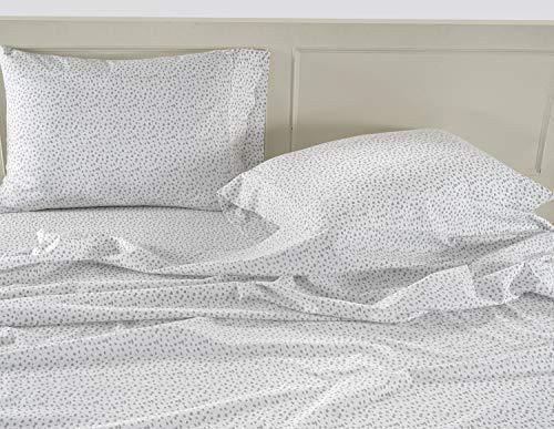 LANE LINEN 100% Organic Cotton White (Grey Dot) Queen-Sheets Set 4-Piece Long Staple Percale Weave Bedding Sheets for Bed Breathable GOTS Certified Fits Mattress Upto 15inch Deep - SHOP NO2CO2