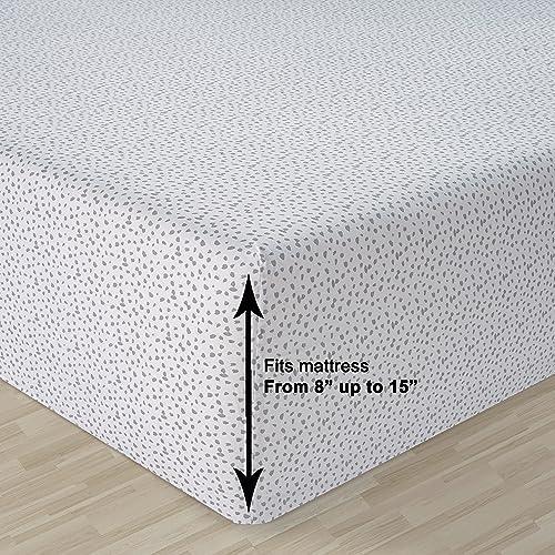 LANE LINEN 100% Organic Cotton White (Grey Dot) Queen-Sheets Set 4-Piece Long Staple Percale Weave Bedding Sheets for Bed Breathable GOTS Certified Fits Mattress Upto 15inch Deep - SHOP NO2CO2