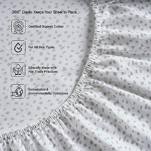 LANE LINEN 100% Organic Cotton White (Grey Dot) Queen-Sheets Set 4-Piece Long Staple Percale Weave Bedding Sheets for Bed Breathable GOTS Certified Fits Mattress Upto 15inch Deep - SHOP NO2CO2