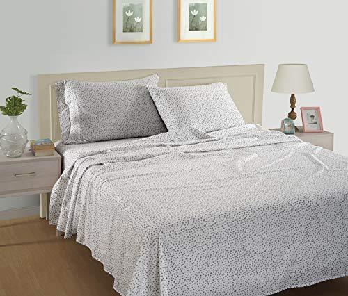 LANE LINEN 100% Organic Cotton White (Grey Dot) Queen-Sheets Set 4-Piece Long Staple Percale Weave Bedding Sheets for Bed Breathable GOTS Certified Fits Mattress Upto 15inch Deep - SHOP NO2CO2