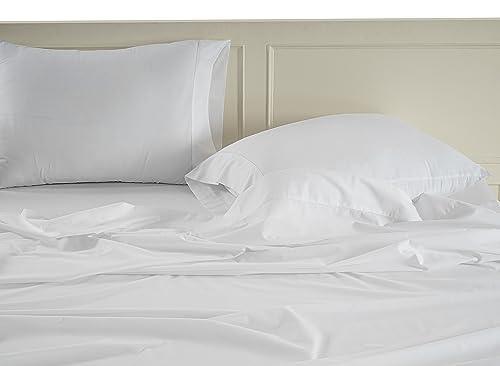 LANE LINEN 100% Organic Cotton White Twin Sheets Set, 3-Piece Pure Organic Cotton Percale Sheets,Twin Sheets, Ultra Soft Bedding Sheets, Fits Mattress Upto 15" Deep - White - SHOP NO2CO2