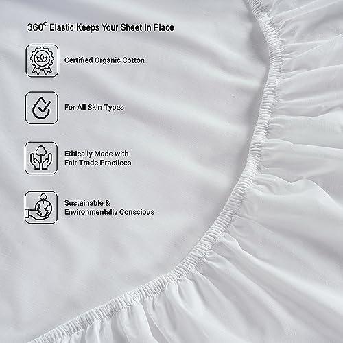 LANE LINEN 100% Organic Cotton White Twin Sheets Set, 3-Piece Pure Organic Cotton Percale Sheets,Twin Sheets, Ultra Soft Bedding Sheets, Fits Mattress Upto 15" Deep - White - SHOP NO2CO2