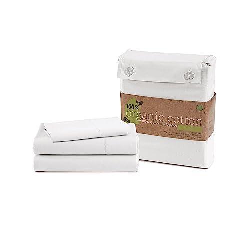 LANE LINEN 100% Organic Cotton White Twin Sheets Set, 3-Piece Pure Organic Cotton Percale Sheets,Twin Sheets, Ultra Soft Bedding Sheets, Fits Mattress Upto 15" Deep - White - SHOP NO2CO2