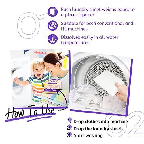 Laundry Detergent Sheets (160 Sheets), Lavender,Up to 320 Loads - Great For Travel,Apartments, Dorms,CLEARALIF Laundry Detergent Strips Eco Friendly & Hypoallergenic (80 Count, Pack of 2) - SHOP NO2CO2