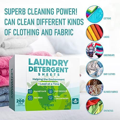 Laundry Detergent Sheets (200 Loads) - Eco Friendly Laundry Soap Detergent Strips I Eco Friendly, Zero Waste, Plastic Free, Planet Friendly (Unscented) - SHOP NO2CO2