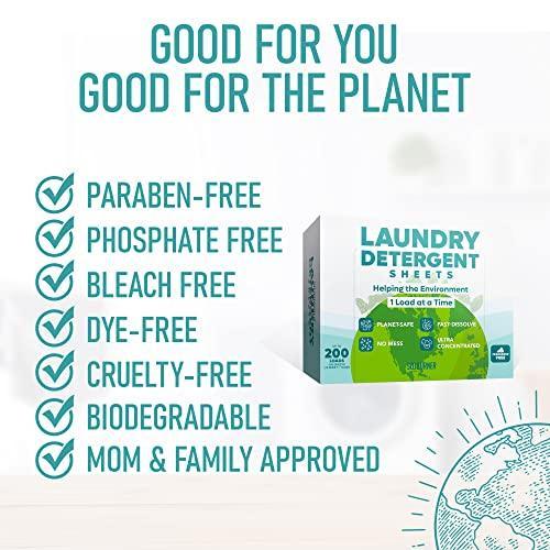 Laundry Detergent Sheets (200 Loads) - Eco Friendly Laundry Soap Detergent Strips I Eco Friendly, Zero Waste, Plastic Free, Planet Friendly (Unscented) - SHOP NO2CO2