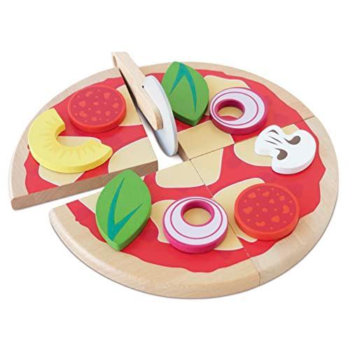 Le Toy Van - Childrens Wood Pretend Play Food | Wooden Honeybake Pizza Pretend Food Toy Playset | Toy Kitchen Accessories Play Food Role Play Toy (TV279) - SHOP NO2CO2