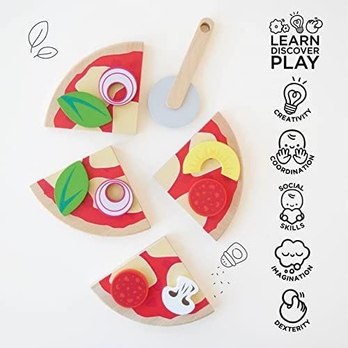 Le Toy Van - Childrens Wood Pretend Play Food | Wooden Honeybake Pizza Pretend Food Toy Playset | Toy Kitchen Accessories Play Food Role Play Toy (TV279) - SHOP NO2CO2