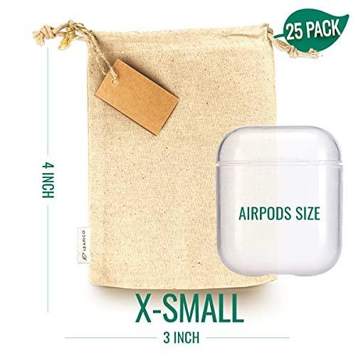 LEAFICO Reusable Cotton Bags X-Small 3x4 - Cloth Gift Bags with Drawstrings for Jewelry Home Supplies Christmas Wedding Party Favor Bags Muslin Fabric Bag - Linen Pouch Sachet Bulk Bags (25pack) - SHOP NO2CO2