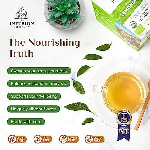 Lemongrass Organic Tea Bags - 25 Caffeine Free Tea Bags - Herbal Tea Bags - Sugar Free Calming Tea Bags - No Calories & Unsweetened Fruit Tea from Ecuador by THE INFUSION COMPANY (6 Pack, 150 Count) - SHOP NO2CO2