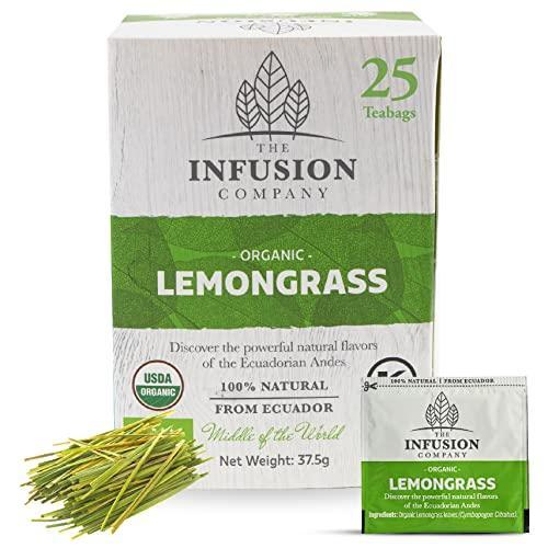 Lemongrass Organic Tea Bags - 25 Caffeine Free Tea Bags - Herbal Tea Bags - Sugar Free Calming Tea Bags - No Calories & Unsweetened Fruit Tea from Ecuador by THE INFUSION COMPANY (6 Pack, 150 Count) - SHOP NO2CO2