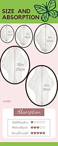 Lilind® 4 Pack Black Cloth Pads, Regular 7 inch 100% Cotton Reusable Menstrual Sanitary Napkins, Free Wet Bag, Complete Set, Zero Waste - SHOP NO2CO2