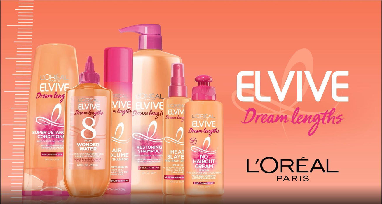 L'Oreal Paris Elvive Dream Lengths Super Detangling Conditioner with Fine Castor Oil and Vitamins B3 and B5 for Long, Damaged Hair, Instantly Detangles to Reduce Breakage With System, 12.6 Fl Oz - SHOP NO2CO2