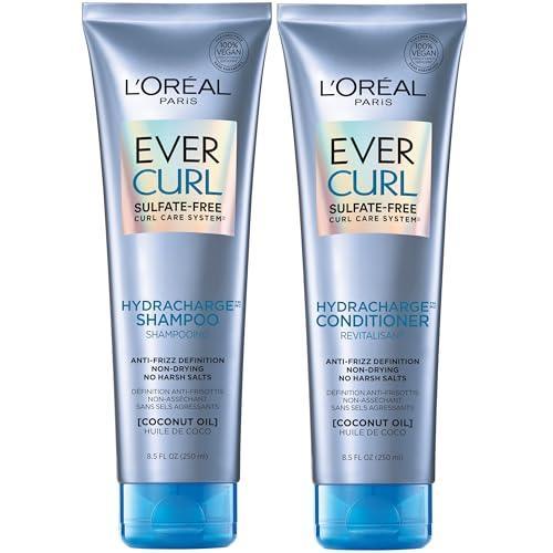 L'Oreal Paris EverCurl Sulfate Free Shampoo and Conditioner Kit for Curly Hair, Lightweight, Anti-Frizz Hydration, Gentle on Curls, with Coconut Oil, 8.5 Ounce, Set of 2 (Packaging May Vary) - SHOP NO2CO2