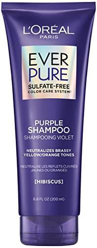 L'Oreal Paris EverPure Sulfate Free Brass Toning Purple Shampoo for Blonde, Bleached, Silver, or Brown Highlighted Hair, 6.8 Fl; Oz (Packaging May Vary) - SHOP NO2CO2