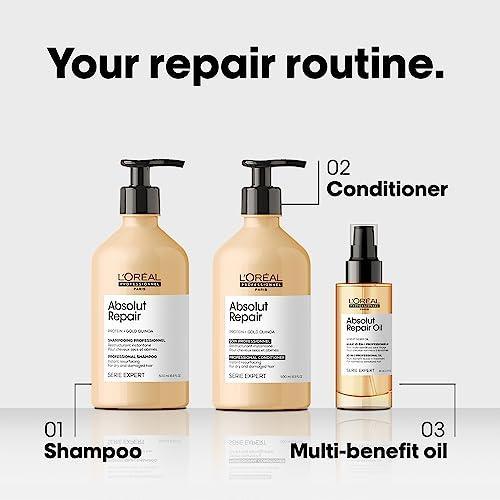 L'Oreal Professionnel Absolut Repair Shampoo | Protein Hair Treatment | Repairs & Nourishes Dry, Damaged Hair | Adds Shine | With Quinoa & Proteins - SHOP NO2CO2