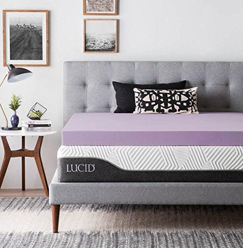 Lucid 2 Inch Mattress Topper Full – Memory Foam Mattress Topper Full – 5 Zone Lavender Infusion – CertiPur Certified Foam - SHOP NO2CO2