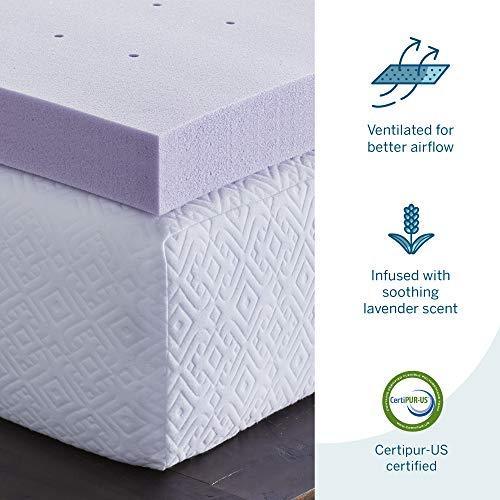 Lucid 2 Inch Mattress Topper Full – Memory Foam Mattress Topper Full – 5 Zone Lavender Infusion – CertiPur Certified Foam - SHOP NO2CO2