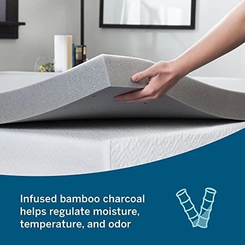 Lucid 3 Inch Mattress Topper California King – Memory Foam – Bamboo Charcoal Infusion – Cooling Ventilation – Hypoallergenic – CertiPur Certified Foam - SHOP NO2CO2