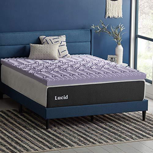 Lucid 3 Inch Mattress Topper California King – Memory Foam Mattress Topper California King – 5 Zone Lavender Infusion – CertiPur Certified Foam - SHOP NO2CO2