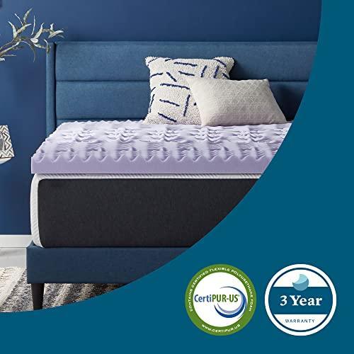 Lucid 3 Inch Mattress Topper California King – Memory Foam Mattress Topper California King – 5 Zone Lavender Infusion – CertiPur Certified Foam - SHOP NO2CO2