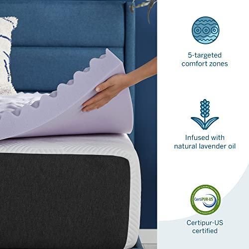 Lucid 3 Inch Mattress Topper California King – Memory Foam Mattress Topper California King – 5 Zone Lavender Infusion – CertiPur Certified Foam - SHOP NO2CO2