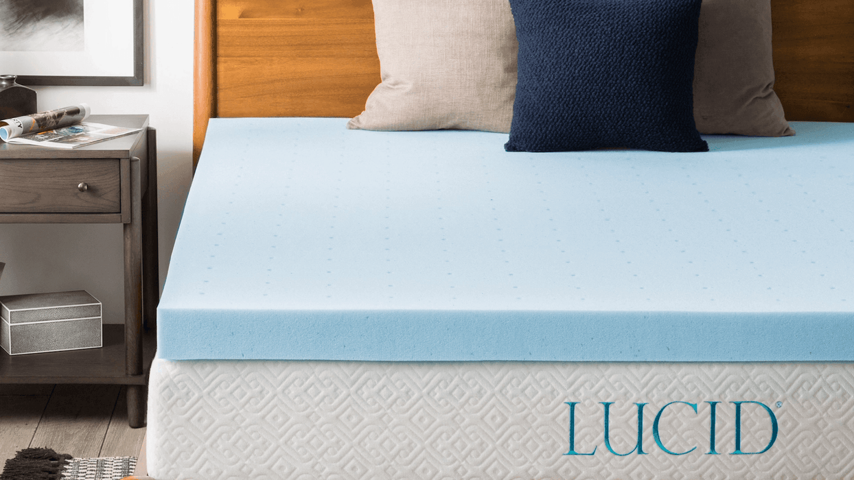 Lucid 3 Inch Mattress Topper Queen - Gel Infused Memory Foam – Memory Foam Mattress Topper Queen – Ventilated Design – CertiPur Certified - SHOP NO2CO2