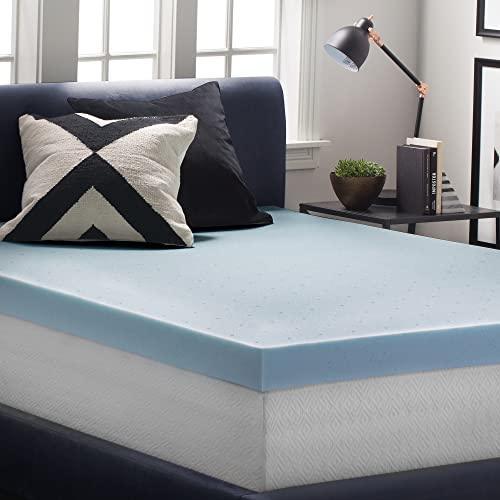 LUCID 4 Inch Gel Memory Foam Mattress Topper, Ventilated Design, Ultra Plush, CertiPUR-US Certified, King, Blue - SHOP NO2CO2