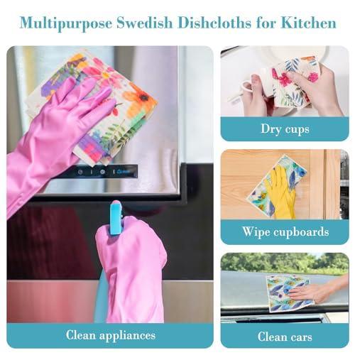 Lucomb Swedish Dishcloths for Kitchen Dishes, 8 Pack Reusable Cleaning Cloths Replace Paper Towels Swedish Towels Cleaning Rags Eco Friendly Biodegradable for Home Office Wipes - SHOP NO2CO2