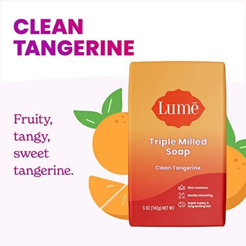 Lume Triple Milled Soap - Rich Moisture & Gentle Cleansing - Paraben Free, Phthalate Free, Skin Safe - 5 ounce (Clean Tangerine) - SHOP NO2CO2