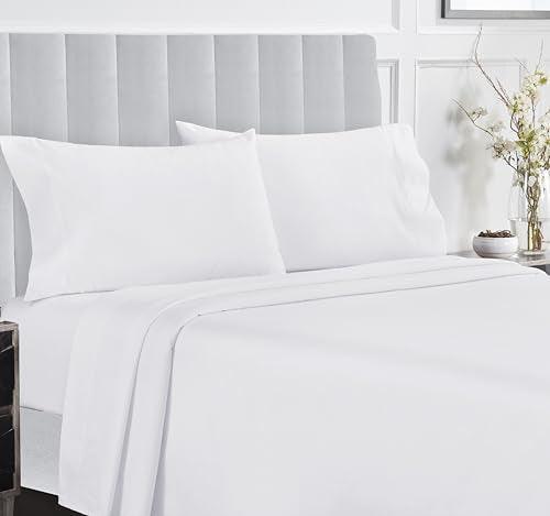 Luxury Queen Sheets Set, 400 Thread Count 100% Cotton Sheets for Queen Size Bed - Extra Soft, Breathable & Cooling Sheets, Wrinkle Resistant 4-Pc Sateen Deep Pocket Bed Sheets - White - SHOP NO2CO2