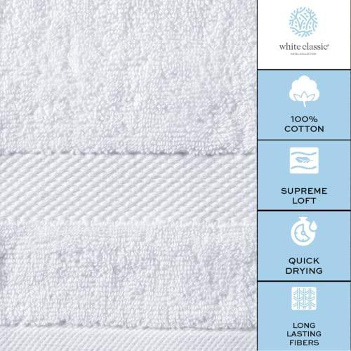 Luxury White Bath Towel Set - Combed Cotton Hotel Quality Absorbent 8 Piece Towels | 2 Bath Towels 700GSM | 2 Hand Towels | 4 Washcloths [Worth $72.95] 8Pc | White - SHOP NO2CO2