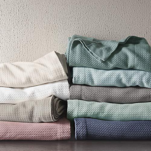 Madison Park Soft Certified 100% Egyptian Cotton Breathable Cozy Blanket, Premium Waffle Knit Classic Design, Luxury All Season Lightweight Cover for Bed, Couch and Sofa, Khaki Full/Queen(90"x90") - SHOP NO2CO2