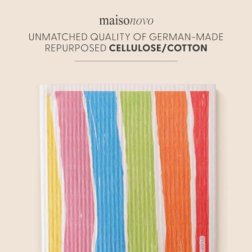 MAISONOVO Swedish Dishcloths for Kitchen - Reusable Paper Towels with Hook - Reusable Paper Towels Washable- Swedish Dish Towels - Crayon Pack of 4 - SHOP NO2CO2